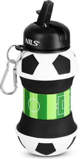 NILS Camp összecsukható szilikon kulacs gyerekeknek 550 ml, focis