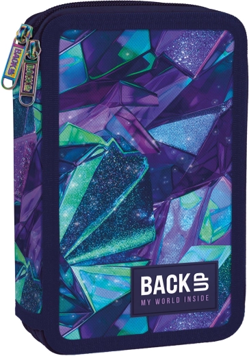 BackUP Crystal kétrekeszes, felszerelt iskolai tolltartó
