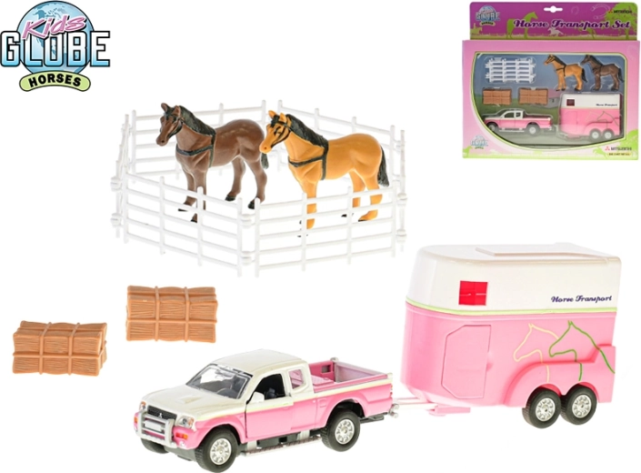 Kids Globe terepjáró lósszállító utánfutóval 1:32