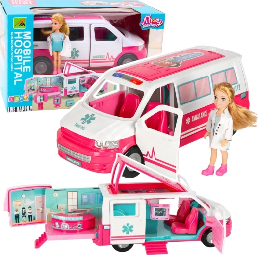 Mobil kórház – 2 az 1-ben mentő, orvos babával és orvosi kiegészítőkkel