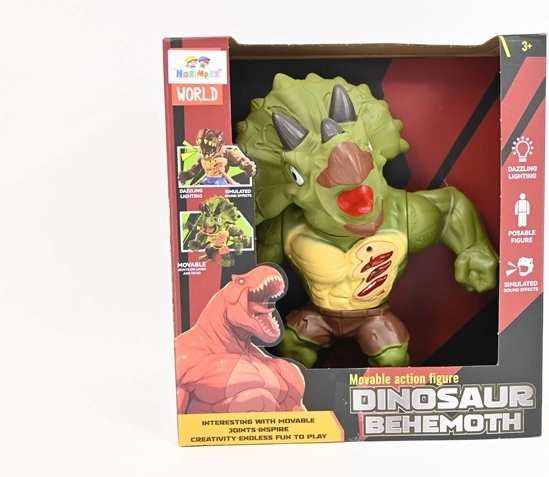 Behemoth dinoszaurus triceratops fénnyel és hanggal 21 cm