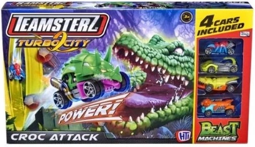 Teamsterz Turbo City Croc Attack – pálya krokodillal és 4 kisautóval