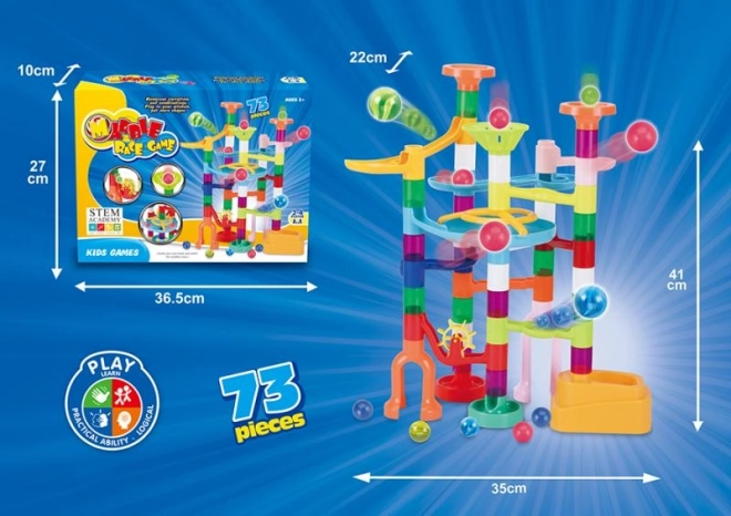 Golyópálya 73 darabbal