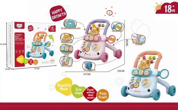 Rózsaszín zenélő tologató járássegítő oroszlán