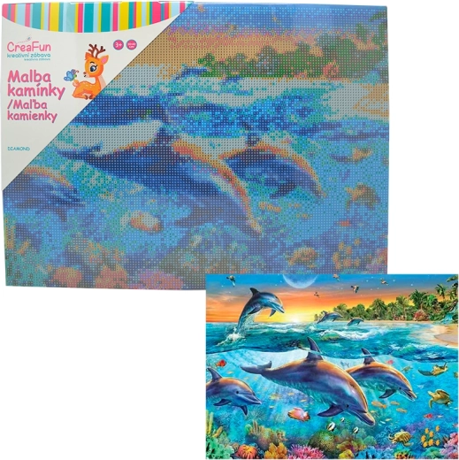 Gyémántfestés delfinek 30 × 40 cm