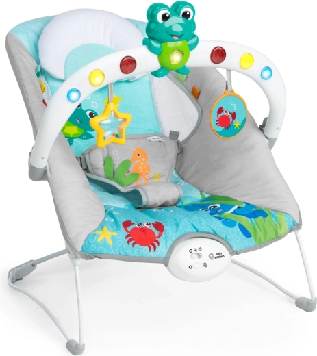 Hudobni rezgő babahinta fényekkel Kick to It Neptune BABY EINSTEIN