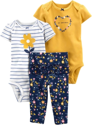 Carter's 3 részes szett lányoknak multiflora – 2× rövid ujjú body és nadrág