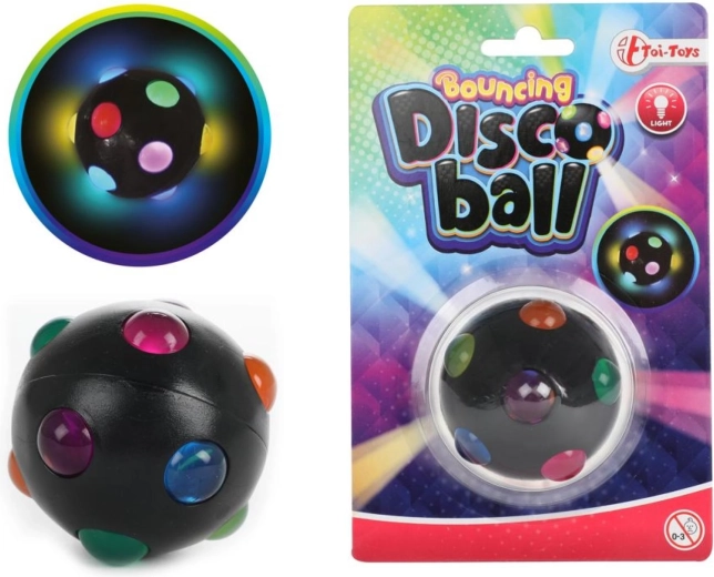 Világító pattogó labda Disco, 6 cm