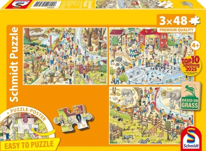 Puzzle Állatkerti móka 3×48 darab SCHMIDT