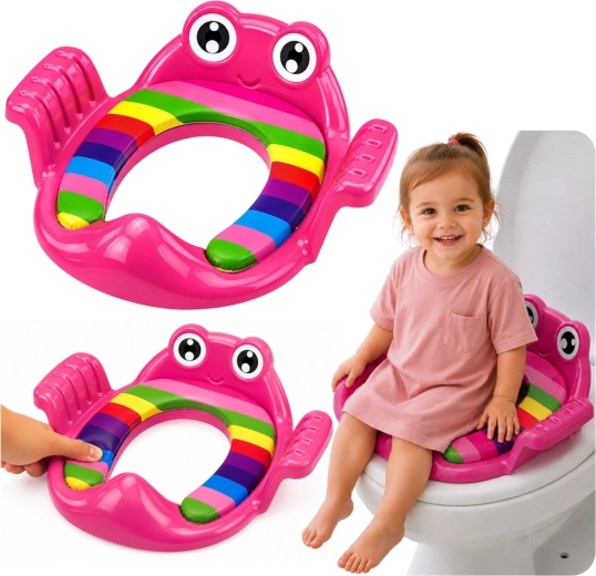Gyerek WC-szűkítő puha ülőkével és fogantyúkkal, rózsaszín - 1 db
