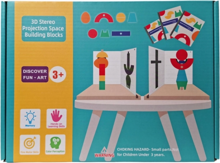 Fa 3D építőkészlet – térbeli kockák és mintakártyák