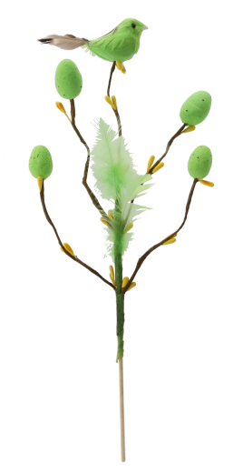 Húsvéti ágacska madárral és tojásokkal pálcán, 24 cm