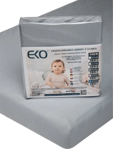 EKO szürke gumis jersey lepedő 120 × 60 cm
