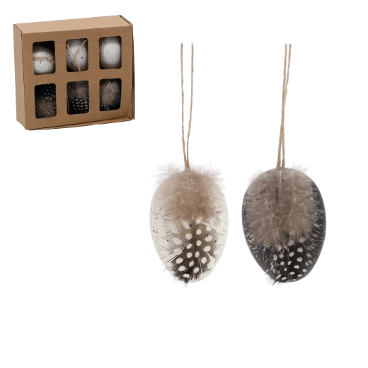 Függeszthető húsvéti tojás szett – fekete–fehér elegancia (6 db)