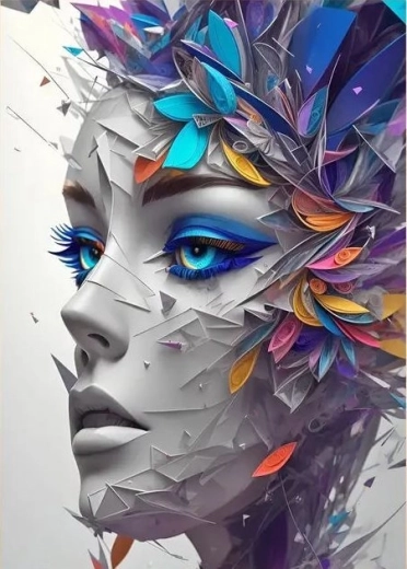 Gyémántfestés – absztrakt női portré 30 × 40 cm