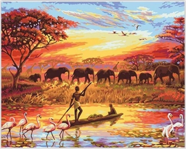 Norimpex Számfestő készlet Afrikai szavanna 40 × 50 cm