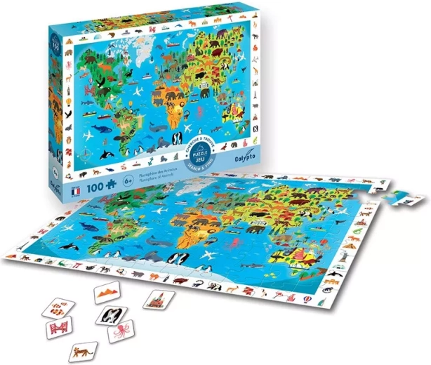 Sentosphere puzzle állatokkal – világtérkép