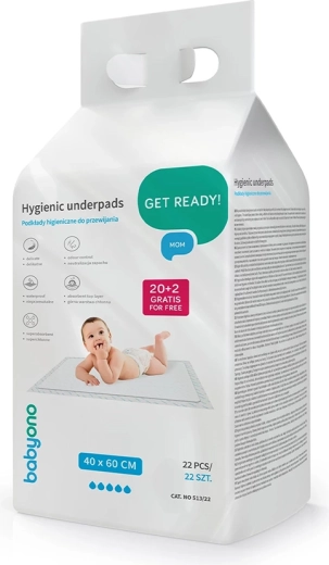Higiénikus pelenkázó alátétek BABYONO 40 × 60 cm, 22 db