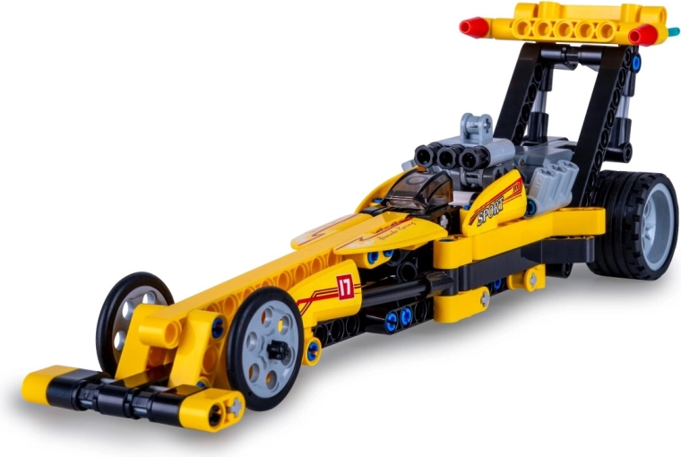 CaDA Drag Racing építőkészlet – sárga dragster, 1:29