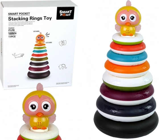 Színes rakásolható piramis gyűrűkkel és kiskacsával