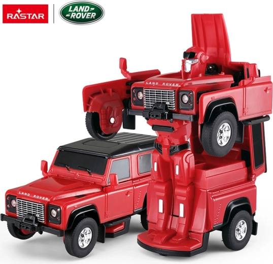 Fém autó és robot 2 az 1-ben Land Rover Defender RASTAR 1:32 piros