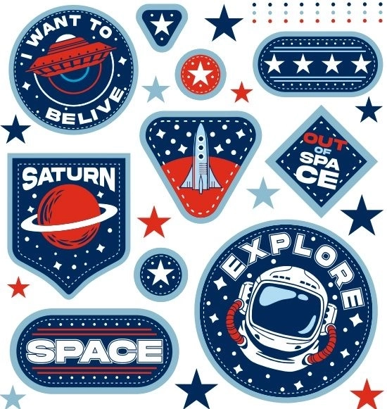 Űr témájú vasalható matricák