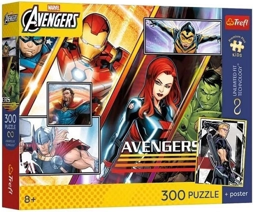 Puzzle Trefl Marvel Avengers – a csapat ereje, 300 darab + poszter