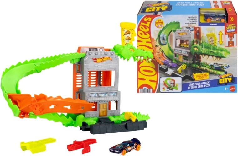 Hot Wheels krokodil – támadás a pizzériában (játékszett)