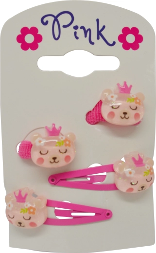 Macis hajdíszek – 4 darabos készlet (csatok és hajgumik)