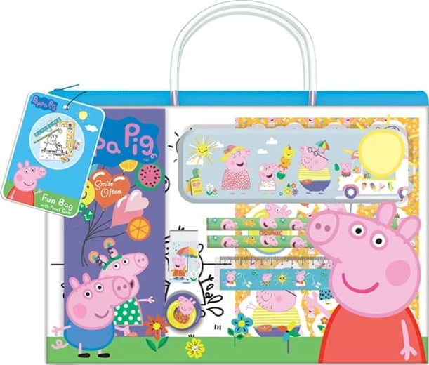 Szórakoztató, zárható tasak Peppa malaccal – fémdobozos tolltartóval