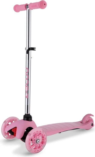 Rózsaszín háromkerekű roller LED kerekekkel