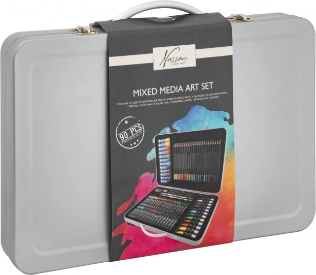 Művészeti kellékkészlet fém bőröndben