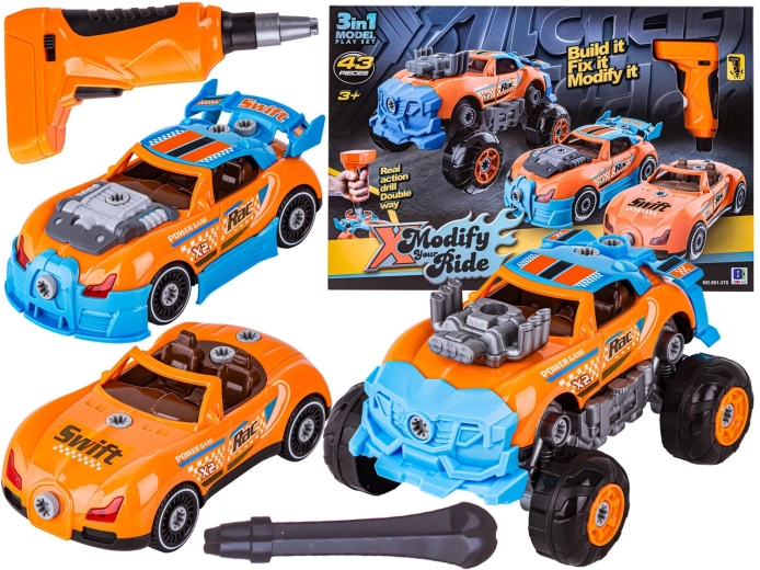 Szétszerelhető és összeszerelhető 3 az 1-ben tuning autó akkumulátoros csavarozóval (monster truck) – 1 db
