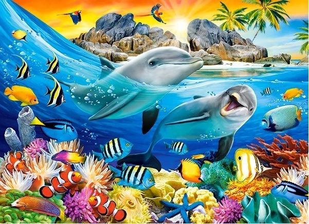 100 darabos puzzle – delfinek a trópusokon