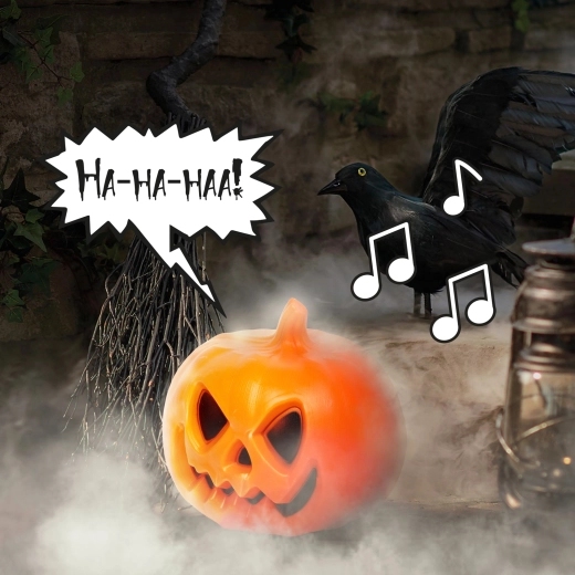 Halloween tök alakú lampion hangeffekttel és LED-del