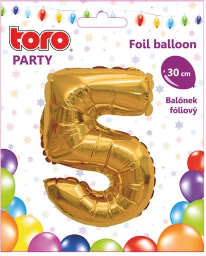 TORO arany fólia lufiszám 5, 30 cm
