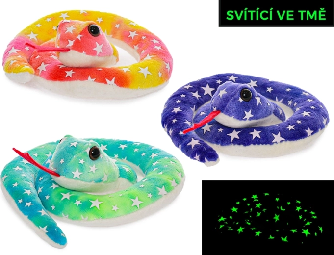 Plüss kígyó világító elemekkel, 18 cm