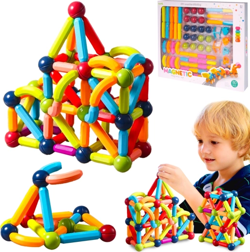 Mágneses 3D építőkészlet, 80 darab