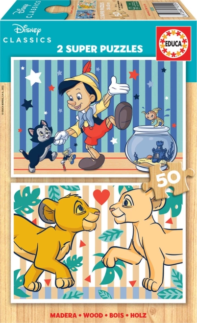 Educa fa puzzle Disney klasszikus 2×50 darab
