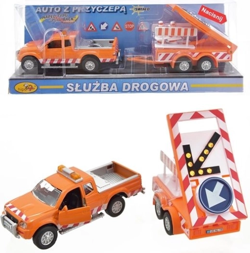Közútkezelő szolgálati autó utánfutóval 28 cm