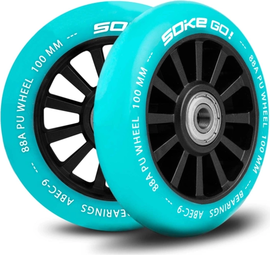 100 mm-es türkiz SOKE roller kerék, 2 db