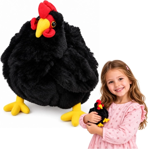 Fekete plüss tyúk 20 cm