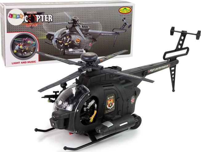 Katonai helikopter szárnyakkal és fényhatásokkal, elemmel