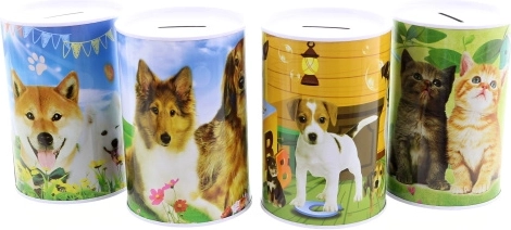 Fém persely Kutyák és macskák 13,5 × 9 cm