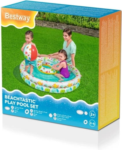 Felfújható gyerekmedence 3 az 1-ben úszógumival és labdával BESTWAY 122 cm