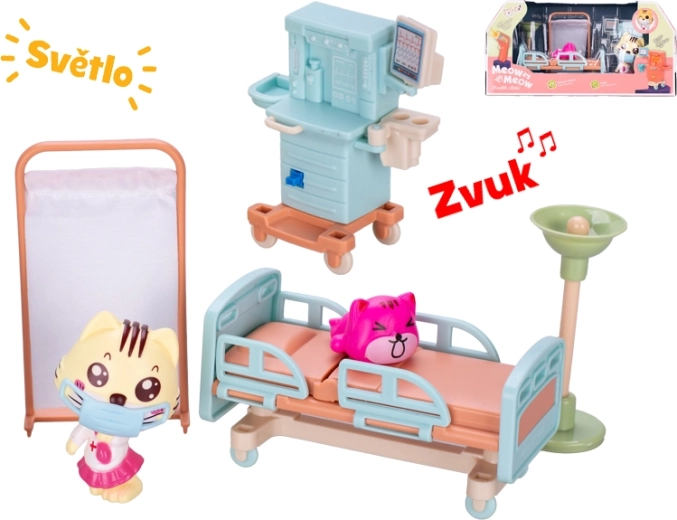 Állatorvosi rendelő játék szettel, fénnyel és hanggal, 6 darab