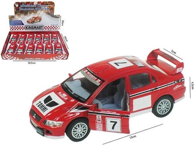 Mitsubishi Lancer Evolution VII WRC fém modell autó 1:36, pull-back meghajtással