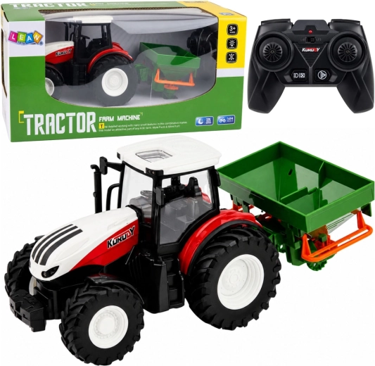 RC mezőgazdasági traktor vetőgéppel 1:24 LED fénnyel (piros)