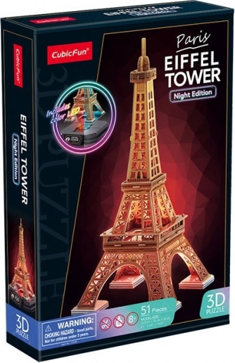 3D Puzzle LED Éjszakai kiadás: Eiffel-torony