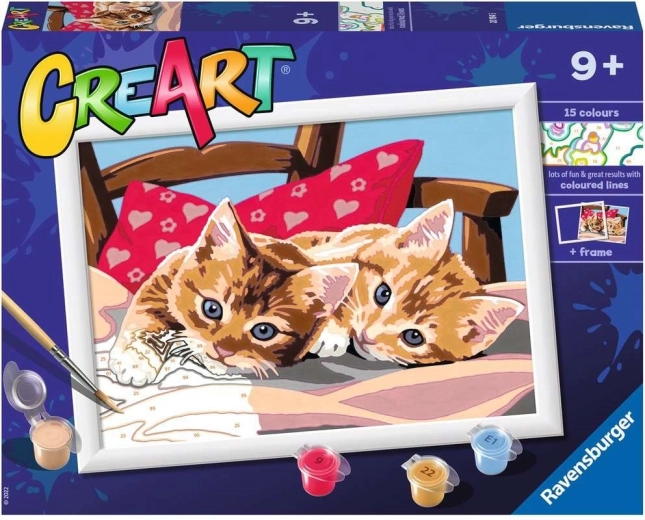 Ravensburger CreArt festés számok szerint – két bújós kiscica (24 × 18 cm)